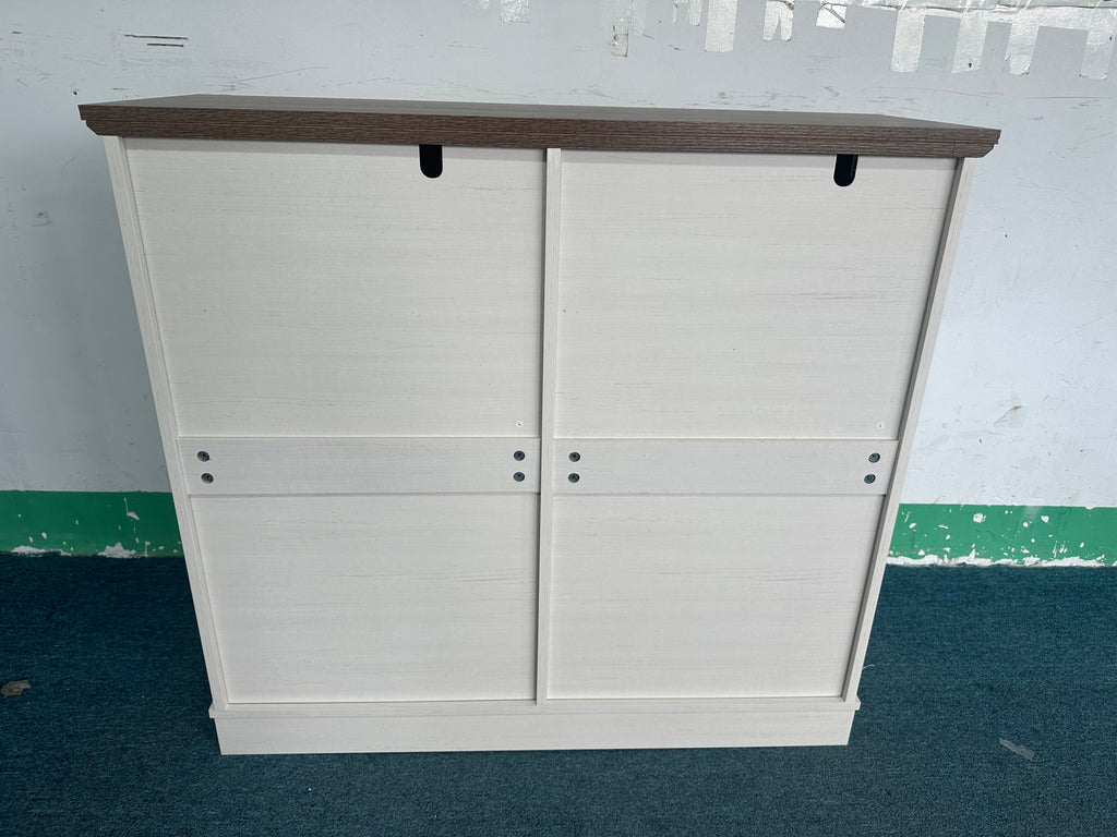 20 Gallon Tilt Out Trash Cabinet Freestanding Trash Bin Cabinet Wood Garbage Recycling Cabinet with Drawer Pet Proof Trash Can Holder for Kitchen Living Room, Antique White (Not include trash can) - Grand Goldman Shop