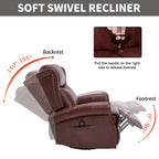 Heat Massage Manual Recliner Chair with Rocker and Swivel in Genuine leather for Living Room, Red - Grand Goldman Shop