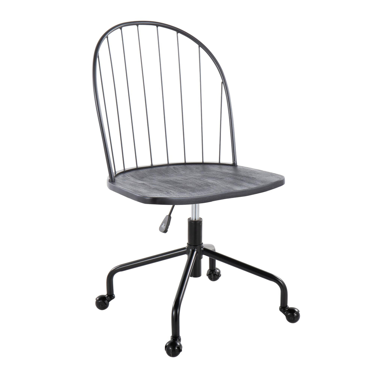Adjustable High Back Office Chair in Black Metal and Black Wood | Premium Home Decor - Grand Goldman