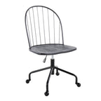 Adjustable High Back Office Chair in Black Metal and Black Wood | Premium Home Decor - Grand Goldman