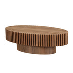 Modern Handcraft Drum Coffee Table Length 43.7 inch Ellipse Coffee Table for Living Room,Oval Small Coffee Table with Sturdy Pedestal,Walnut MDF,W2582P251185 - Grand Goldman Shop