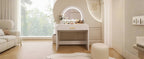 39' Makeup Vanity Table with Mirror Touch Screen Lighted Mirror, Dressing Table with Drawer for Bedroom, White - Grand Goldman Shop