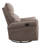 PU Rocking Recliner Chair, 360° Swivel Nursery Rocking Chair, Glider Chair, Modern Small Rocking Swivel Recliner Chair, Home Theater Seating, Side Pocket (Brown+360° Swivel) - Grand Goldman Shop