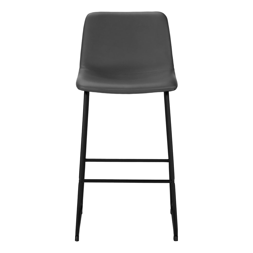 Office Chair, Bar Height, Standing, Computer Desk, Work, Grey Leather Look, Black Metal, Contemporary, Modern | Premium Home 