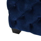 Modern Glam Ottoman with Velvet Upholstery and Button-Tufted Design in Navy Blue, 29 x 29 x 18.25 inches - Grand Goldman Shop
