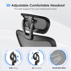 Ergonomic Office Chair,Mesh Desk Chair with Adjustable Lumbar Support and Headrest,Comfy Computer Chair with 3D Armrest Recli