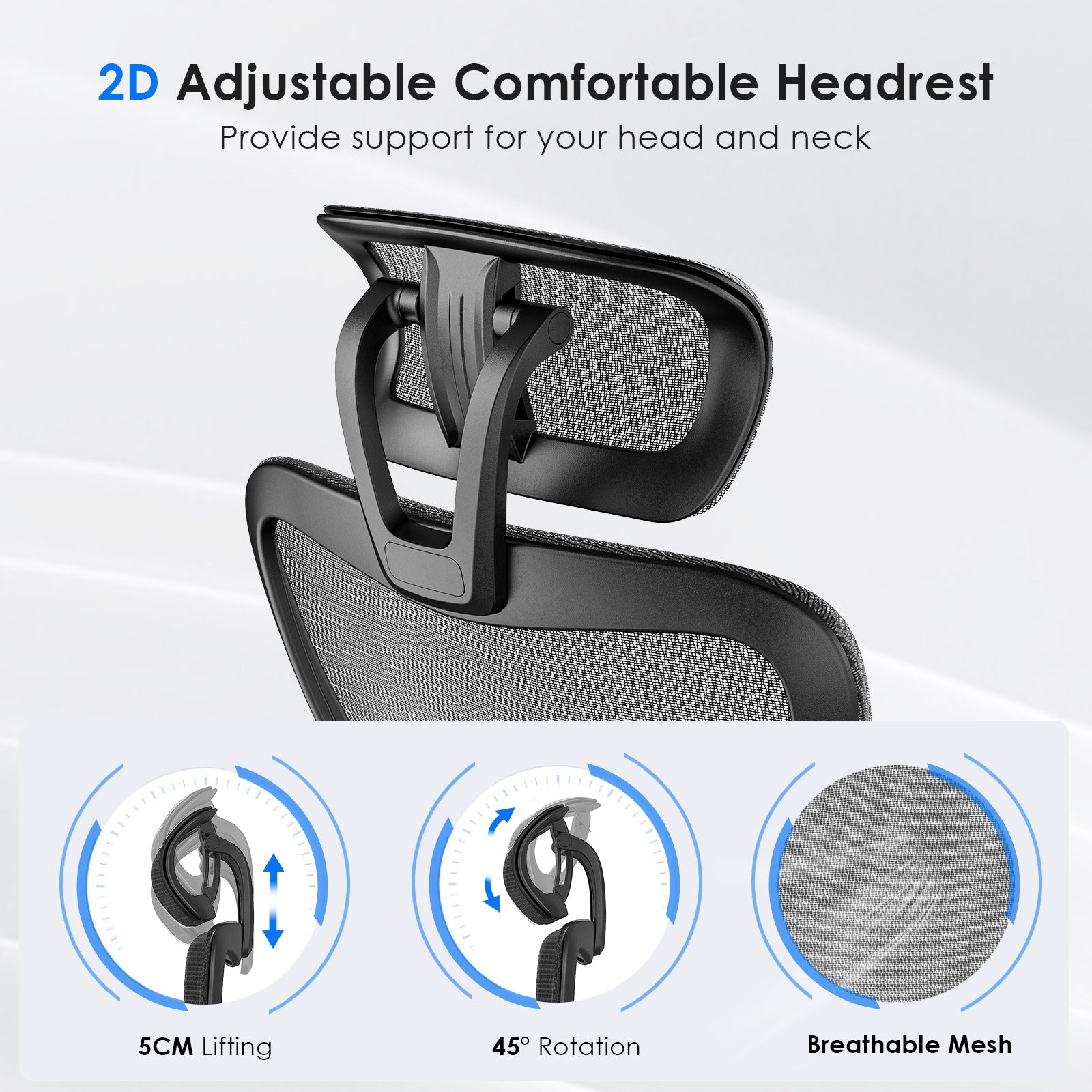 Ergonomic Office Chair,Mesh Desk Chair with Adjustable Lumbar Support and Headrest,Comfy Computer Chair with 3D Armrest Recli