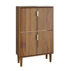Modern Minimalist Shoe Storage Cabinet with 2 Flip Drawers and Metal Handles in Gold, Particle Board MDF Pine Wood, 23.6'W - Grand Goldman Shop