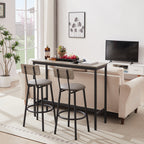 Bar Table Set with 2 Bar stools PU Soft seat with backrest, Grey, 43.31'' L x 15.75'' W x 35.43'' H. - Grand Goldman Shop