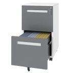 2-Drawer Mobile File Cabinet with Lock, All-Steel Metal Storage Cabinet on 360° Wheels, White Finish, Holds A4/Letter/Legal F