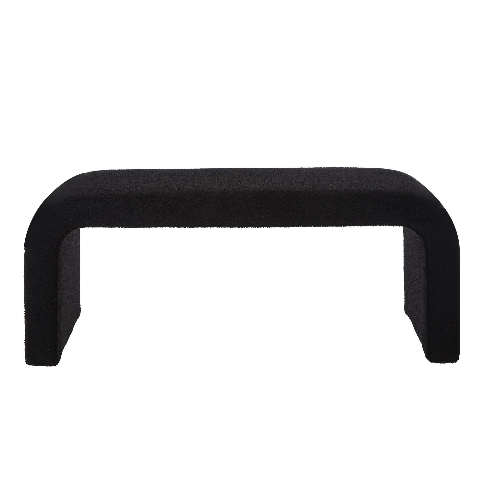 Set of 3 U-Shaped Modern Bench Teddy  Ottoman Bench for Entryway, Bedroom End of Bed, Set of 3 Small Sofa Footrest Extra Seating for Living Room, 44+18 Inch Bench Bench & Ottoman- Black - Grand Goldman Shop