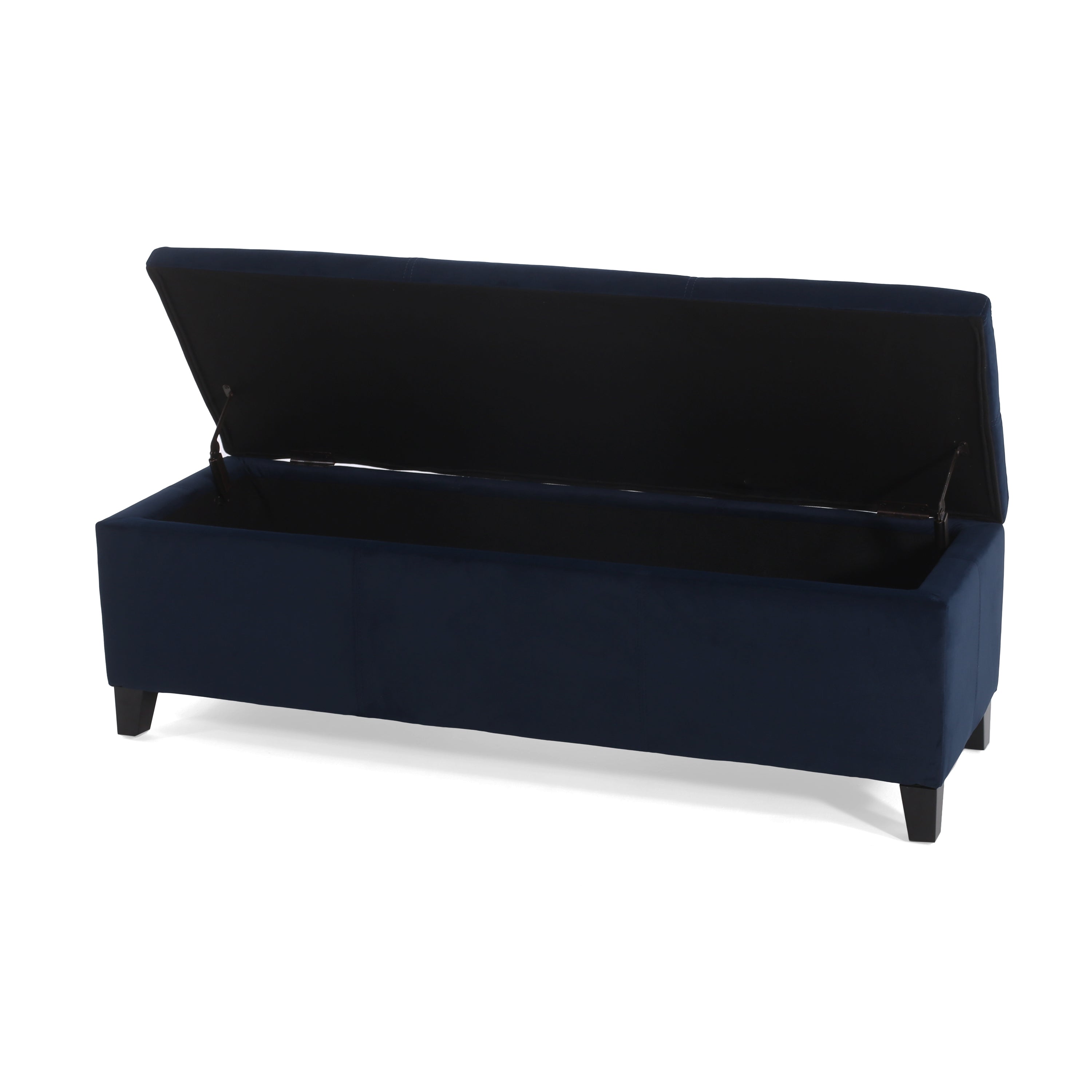 Indoor Dark Blue Storage Ottoman Bench - 51.25''L Upholstered Entryway Bench with Hidden Storage, 300lbs Weight Capacity for Living Room, Bedroom & Hallway - Grand Goldman Shop