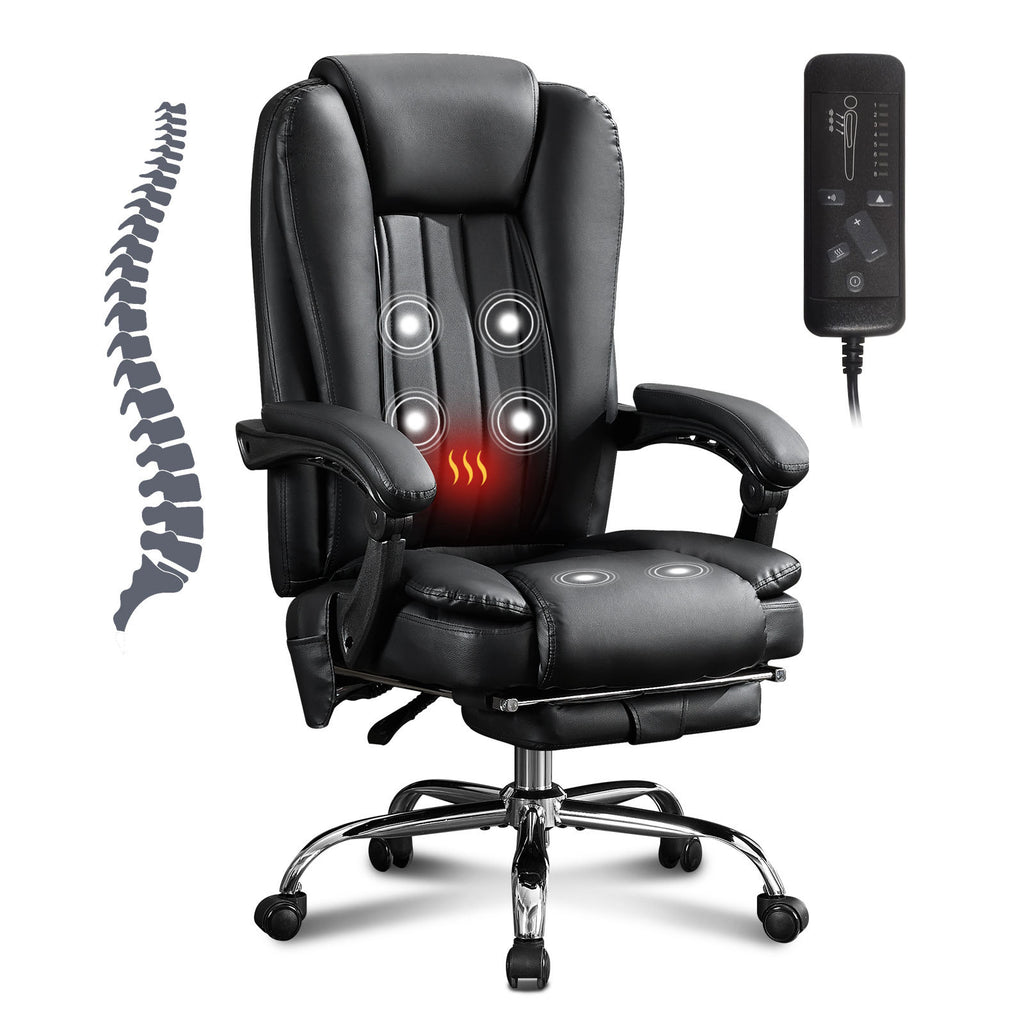 Massage Office Chair with Heat and 6 Vibration Points,Executive Office Chair with Foot Rest and Padded Armrests,Reclining Bac