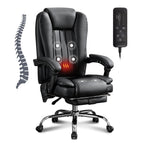 Massage Office Chair with Heat and 6 Vibration Points,Executive Office Chair with Foot Rest and Padded Armrests,Reclining Bac