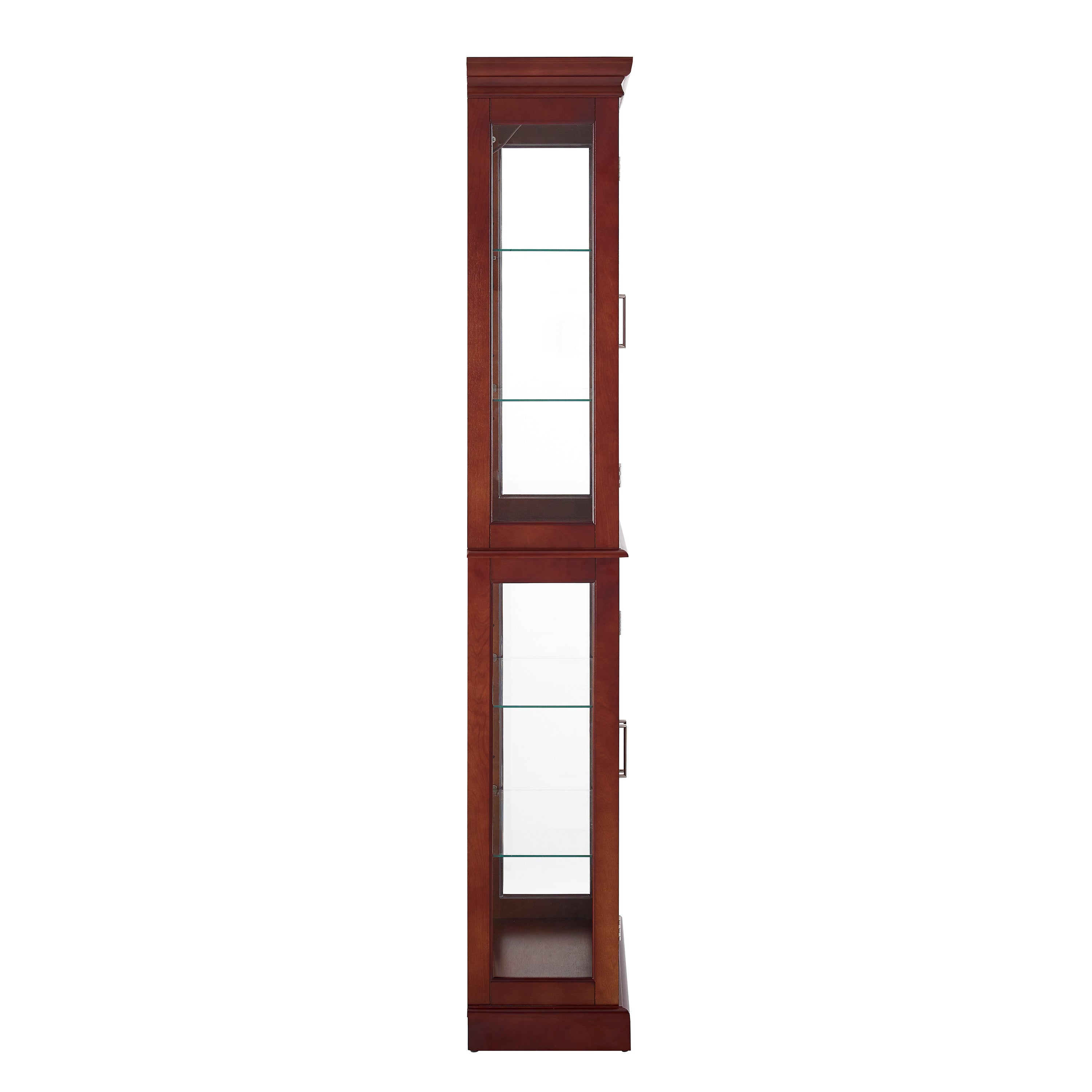 Lighted Curio Cabinet with Adjustable Shelves, Mirrored Back, and Tempered Glass Doors, 6-Tier Cherry Finish - Grand Goldman Shop