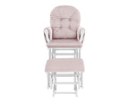 Mason Glider and Ottoman White Wood and Pink Fabric - Grand Goldman