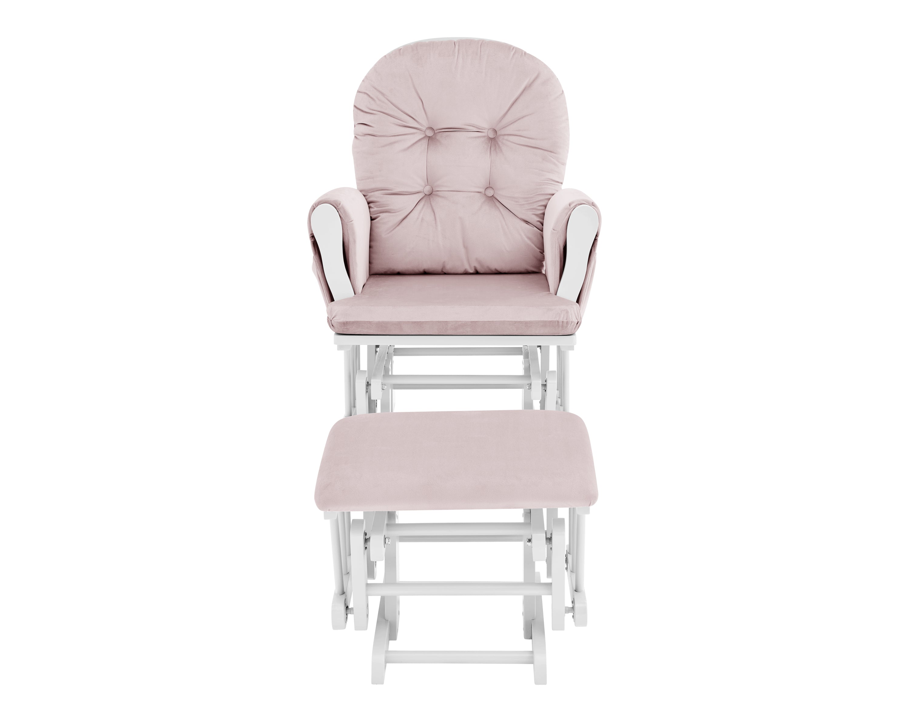 Mason Glider and Ottoman White Wood and Pink Fabric - Grand Goldman