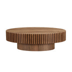 Modern Handcraft Drum Coffee Table Length 43.7 inch Ellipse Coffee Table for Living Room,Oval Small Coffee Table with Sturdy Pedestal,Walnut MDF,W2582P251185 - Grand Goldman Shop