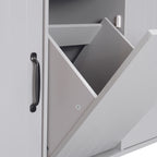 K&K Kitchen Island with Trash Can Storage Cabinet, Kitchen Cart with Drop Leaf, Spice Rack, Towel Rack and Drawer, Rolling Kitchen Island on Wheels with Adjustable Shelf, Grey - Grand Goldman Shop