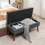 Storage Bench with Storage Bench for Bedroom End of Bed Bench Foot of Bed Bench Entryway Bench Storage Ottoman Bench 43.3' W x 17.7' Dark Grey Leather Bench - Grand Goldman Shop