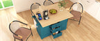 K&K 55.7'' Large Kitchen Island with 2 Drop Leaf,, Rolling Kitchen Cart on 5 Wheels with Power Outlet, Folding Storage Dining Table with Spice & Towel Rack , 3 Drawers, for Kitchen, Dining Room,Green - Grand Goldman Shop