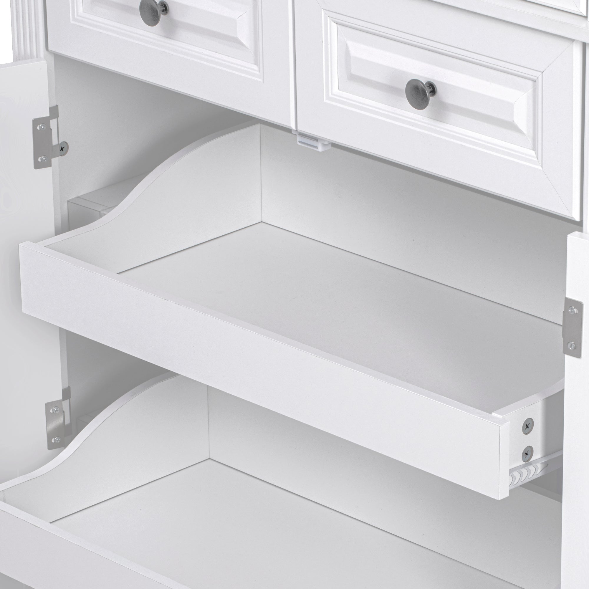 K&K 71' Tall Kitchen Pantry Cabinet with 3 Pull Out Cabinet Organizers, Farmhouse Embossed Texture Storage Cabinet with 6 Door Shelves, 2 Drawers, Freestanding Cupboard for Kitchen, Dining Room White - Grand Goldman Shop
