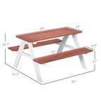 Outsunny Kids Picnic Table Set, Wooden Table & Bench Set, Kids Patio Furniture Outdoor Toys for Garden, Backyard, Aged 3-8 Ye