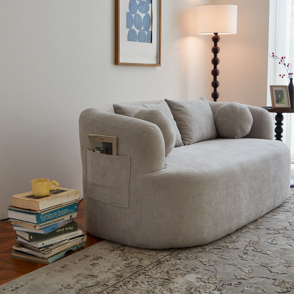 Sofa-in-a-Box, Memory Foam 2-Seater Couch, No Installation & Easy to Transport, Deep Seat Modern Sofa with chenille Fabric, Couch for Living Room, Bedroom, Apartment, Home Office,Gray - Grand Goldman Shop