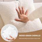 LY-025S Loveseat Sofa with Wood Grain Chenille Fabric, Cloud White High-Density Sponge Couch, Compact Design for Small Spaces - Grand Goldman Shop