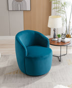 Velvet Fabric Swivel Accent Armchair Barrel Chair With Black Powder Coating Metal Ring,Teal - Grand Goldman Shop