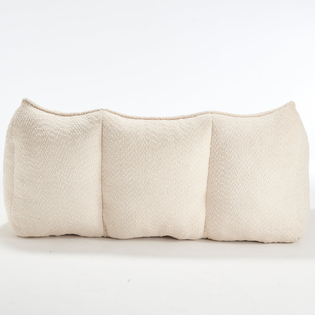 Comfortable Dual Beanbag Chair with High Resilience Foam Core for Two People in Beige Chenille - Grand Goldman Shop
