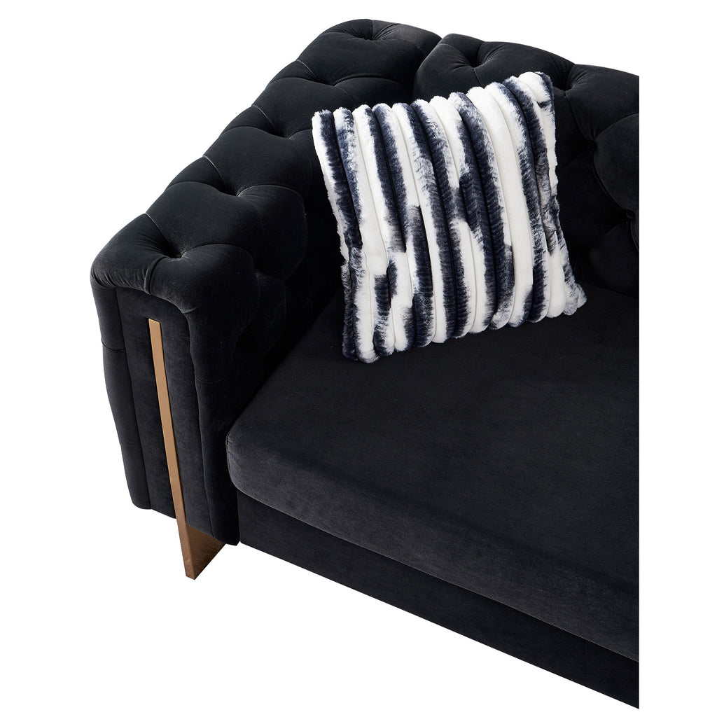 Chesterfield Modern Tufted Velvet Living Room Sofa, 84.25''W Couch,Black - Grand Goldman Shop