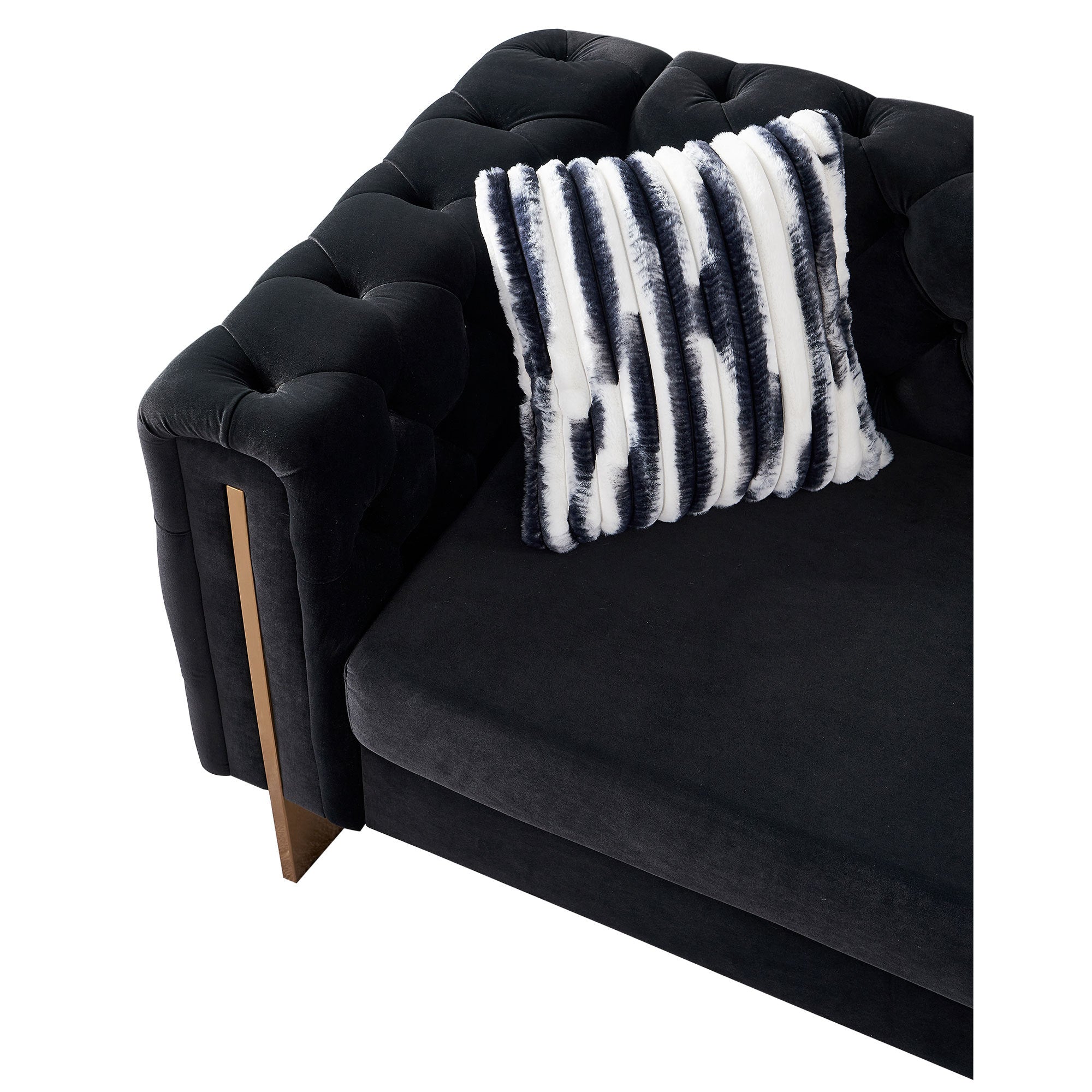 Chesterfield Modern Tufted Velvet Living Room Sofa, 84.25''W Couch,Black - Grand Goldman Shop