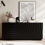 Buffet Cabinet with Storage ,4 Doors Modern Accent Storage Sideboard,Luxurious Floor Cabinet Buffet with Freestanding Anti Dumping for Kitchen, Living Room, 59' Wide Rectangular Sideboard (Black) - Grand Goldman Shop