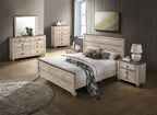 Imerland Contemporary White Wash Finish Bedroom 6-piece Set, Queen Bed, Dresser, Mirror, 2 Nightstands, Chest - Grand Goldman Shop