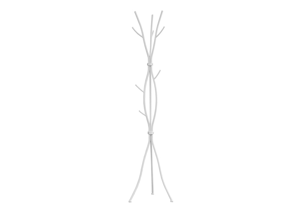 Coat Rack, Hall Tree, Free Standing, 11 Hooks, Entryway, 74'h, Bedroom, White Metal, Contemporary, Modern - Grand Goldman Shop