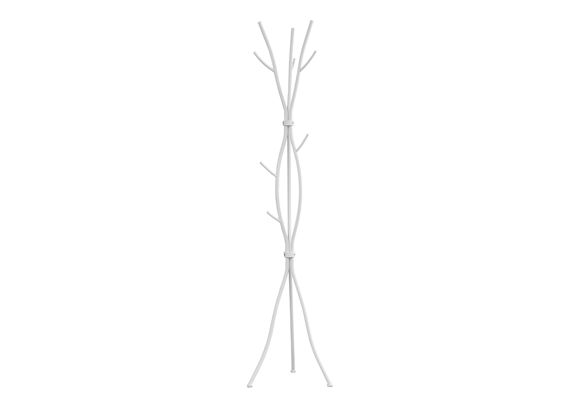 Coat Rack, Hall Tree, Free Standing, 11 Hooks, Entryway, 74'h, Bedroom, White Metal, Contemporary, Modern - Grand Goldman Shop