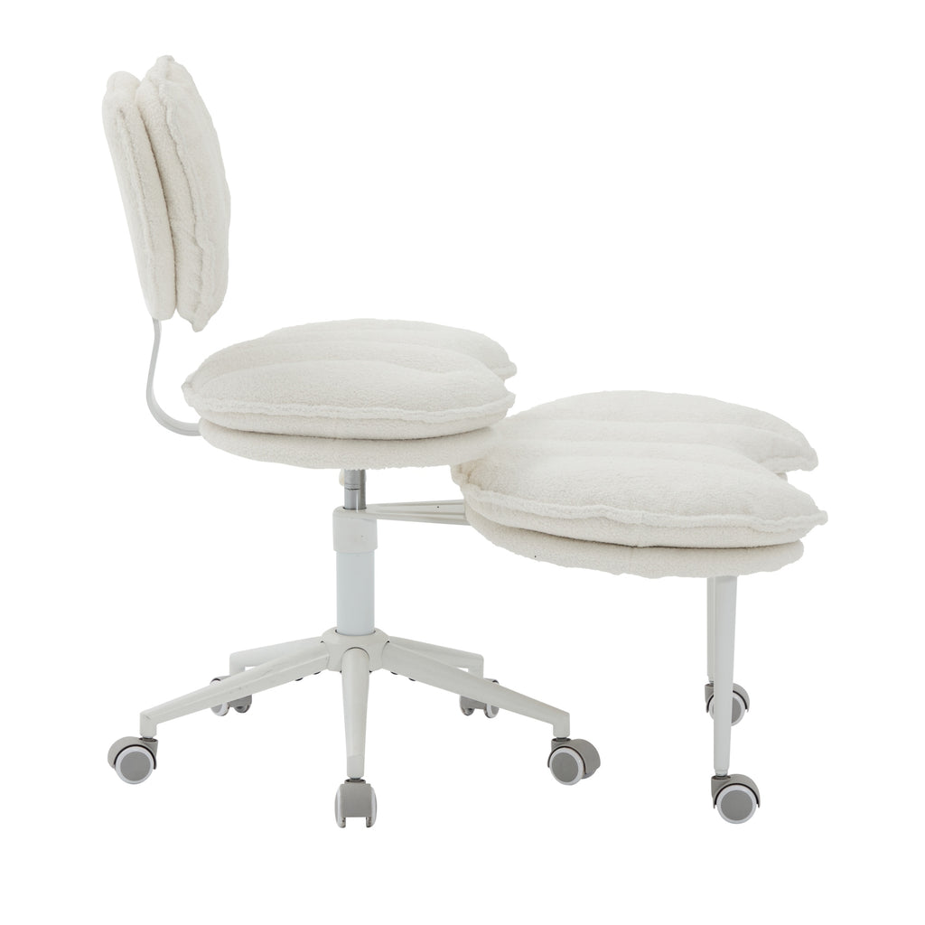Meditation Chair Plus, Teddy Fleece Double-Layer Padding Cross Legged Rolling Chair for ADHD, Criss Cross Desk Chair with Lum