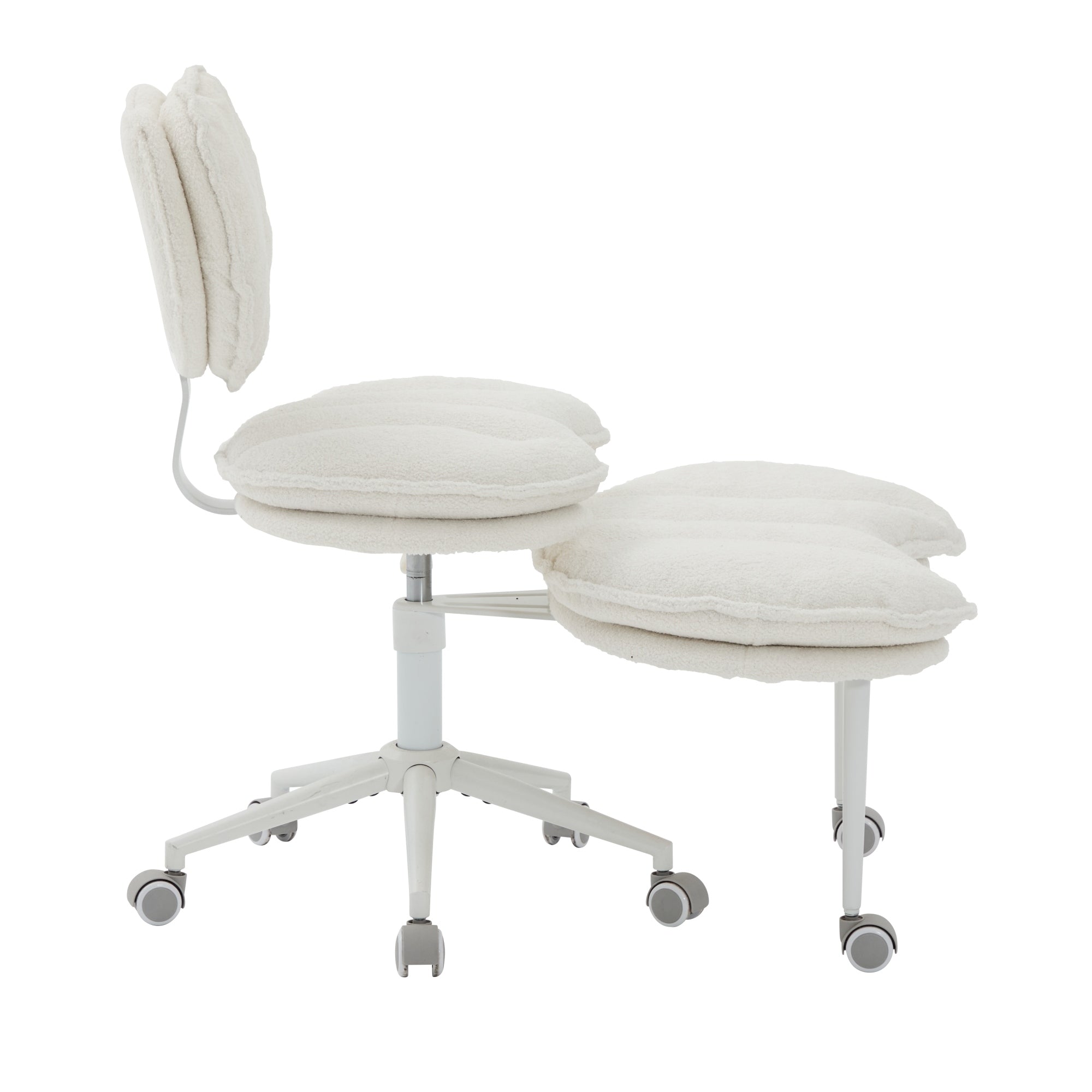 Meditation Chair Plus, Teddy Fleece Double-Layer Padding Cross Legged Rolling Chair for ADHD, Criss Cross Desk Chair with Lum