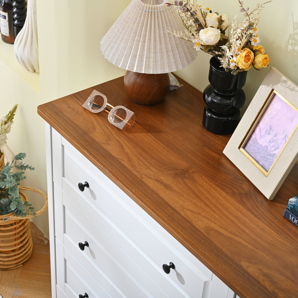 White Dresser for Bedroom, 6 Drawer Dresser with Wide Drawer and Metal Handles, White Dresser, Wood Dressers & Chests of Drawers for Hallway, Entryway. - Grand Goldman Shop