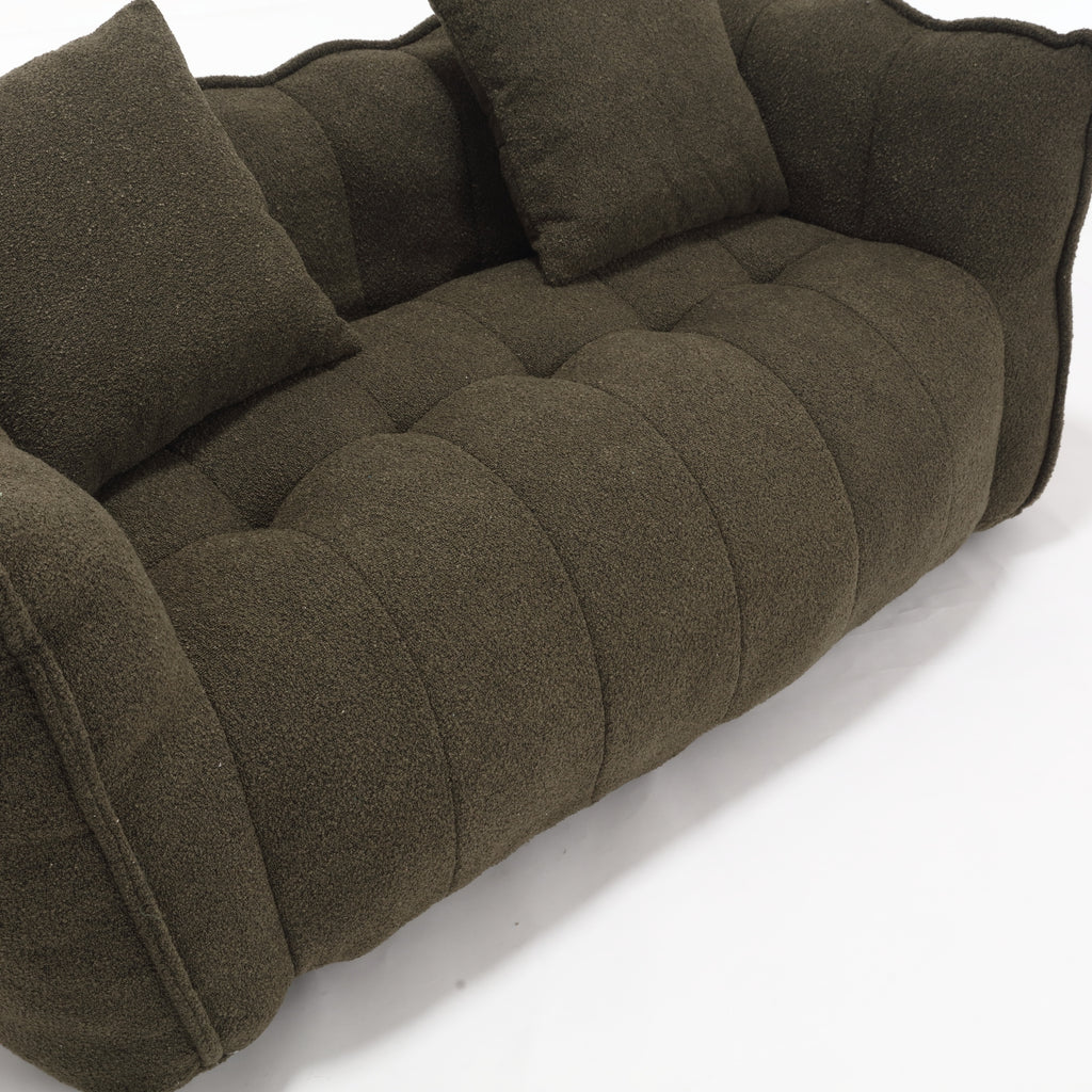 Cozy Beanbag Chair with High Resilience Foam Core for Two - Olive Green Chenille, 66x35x25 inches - Grand Goldman Shop