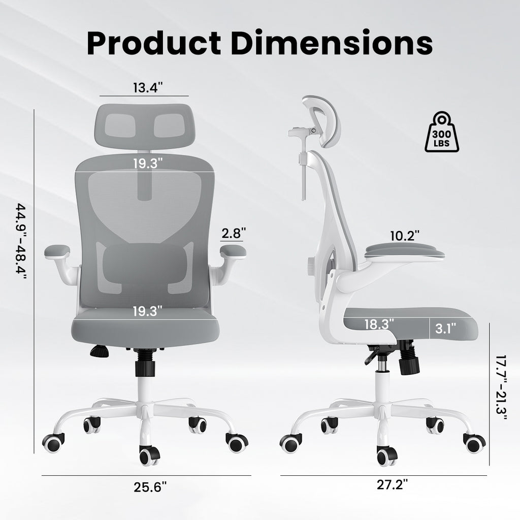 Ergonomic Office Chair, Home Office Desk Chair with Headrest, High Back Computer Chair with Armrests and Adjustable Lumbar Su