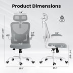 Ergonomic Office Chair, Home Office Desk Chair with Headrest, High Back Computer Chair with Armrests and Adjustable Lumbar Su