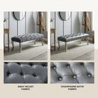 Decor Maxem Tufted Fabric Upholstered Bench Nailhead Trim , Gray - Grand Goldman Shop