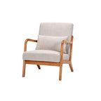 Mid-Century Modern Accent Chair with Pillow Upholstered Arm Chair in Beige Polyester and Solid Wood Frame (beige) - Grand Goldman Shop