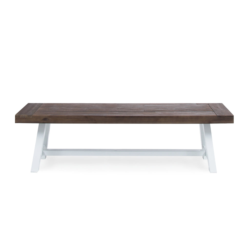 Tranquilizer Outdoor Acacia Wood Bench with Slat Panel Design, Dark Brown and White - Grand Goldman Shop