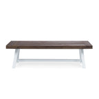 Tranquilizer Outdoor Acacia Wood Bench with Slat Panel Design, Dark Brown and White - Grand Goldman Shop