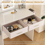 Elegant LED Mirror Vanity Dressing Table with Adjustable Lights, Drawers & Storage, White MDF, 27.56 x 15.75 Inches - Grand Goldman Shop