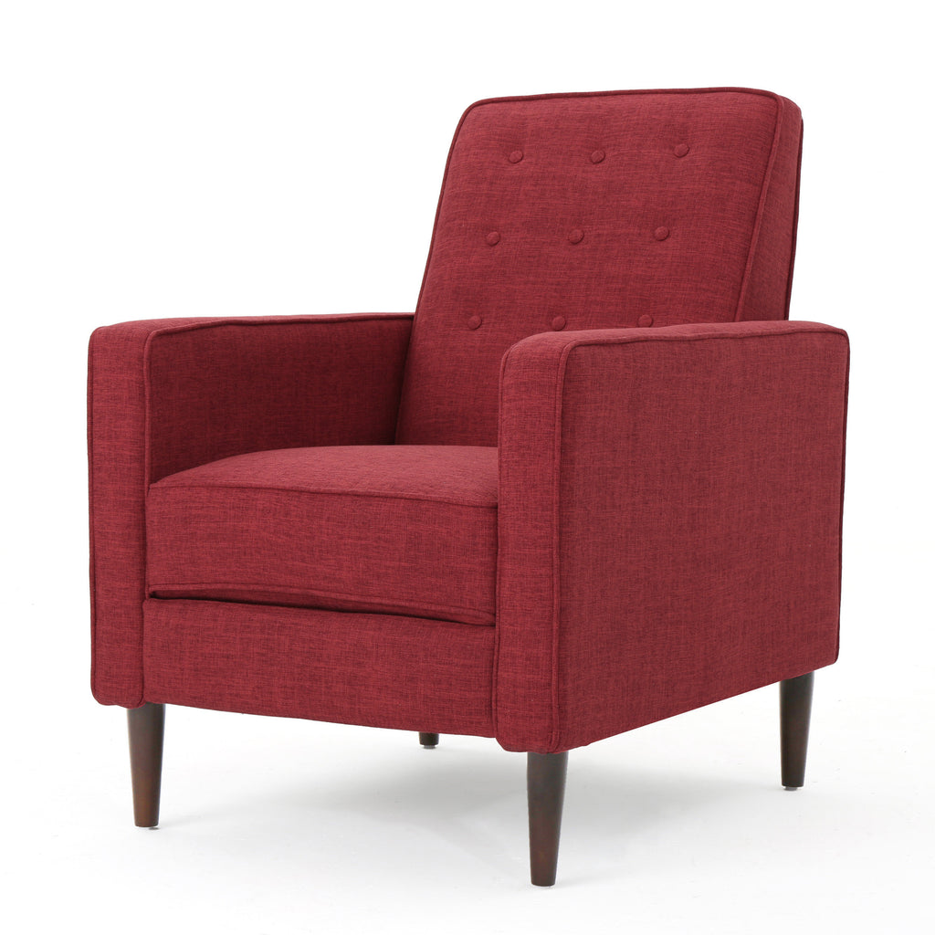 Macedonia Mid-Century Modern Button Tufted Fabric Recliner - Grand Goldman Shop