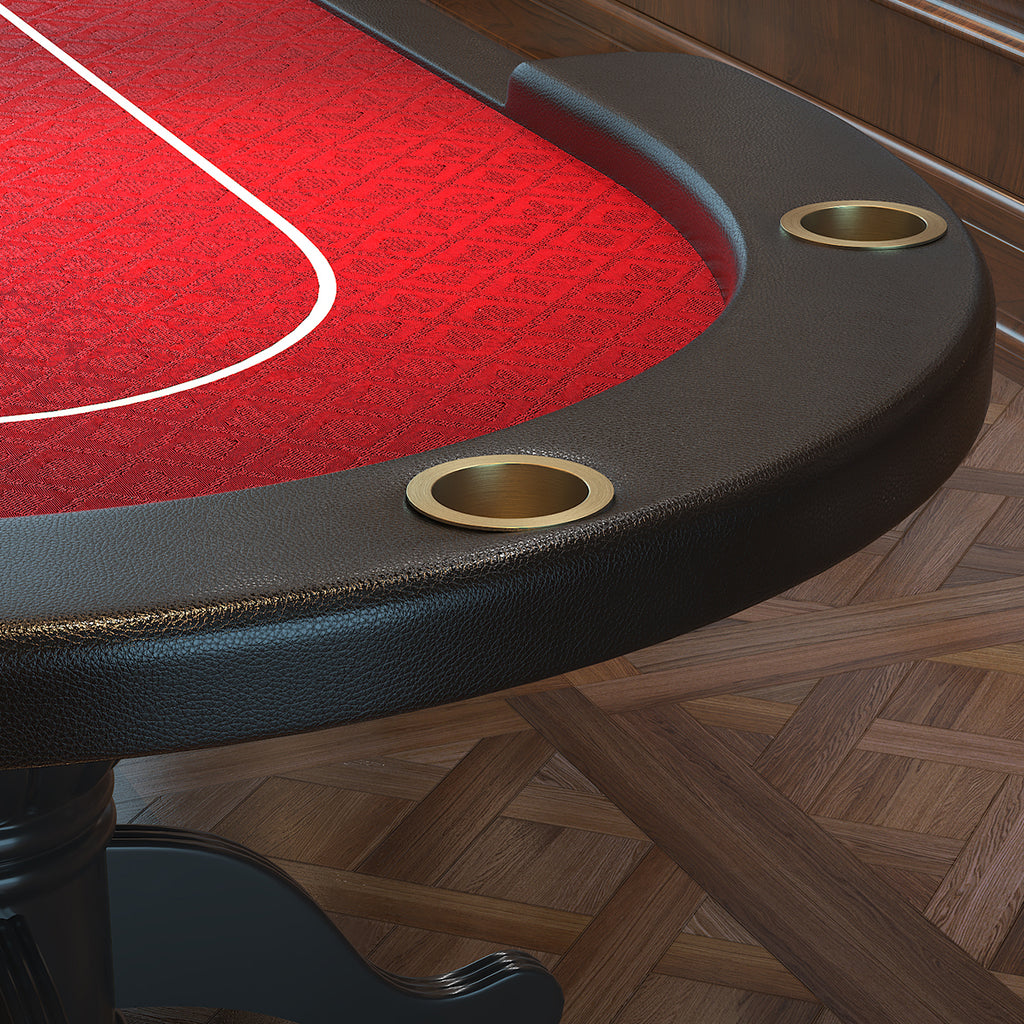 96' Oval Aura Poker Table for 10 Players Texas Holdem Poker Card with Bet Line Felt Surface Jumbo Cup Holders Red | Premium H